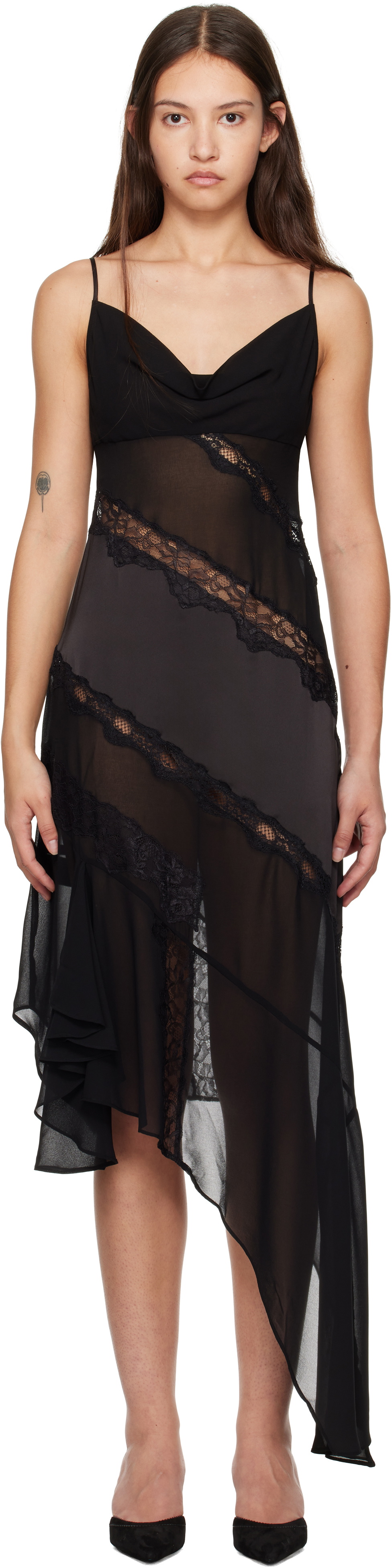 GUIZIO Black Leah Midi Dress