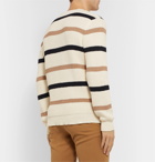 Boglioli - Striped Waffle-Knit Cotton Sweater - Neutrals