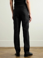 LOEWE - Slim-Fit Straight-Leg Grain de Poudre Wool and Silk-Blend Trousers - Black