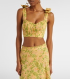 Poupette St Barth Carla pleated floral cotton crop top