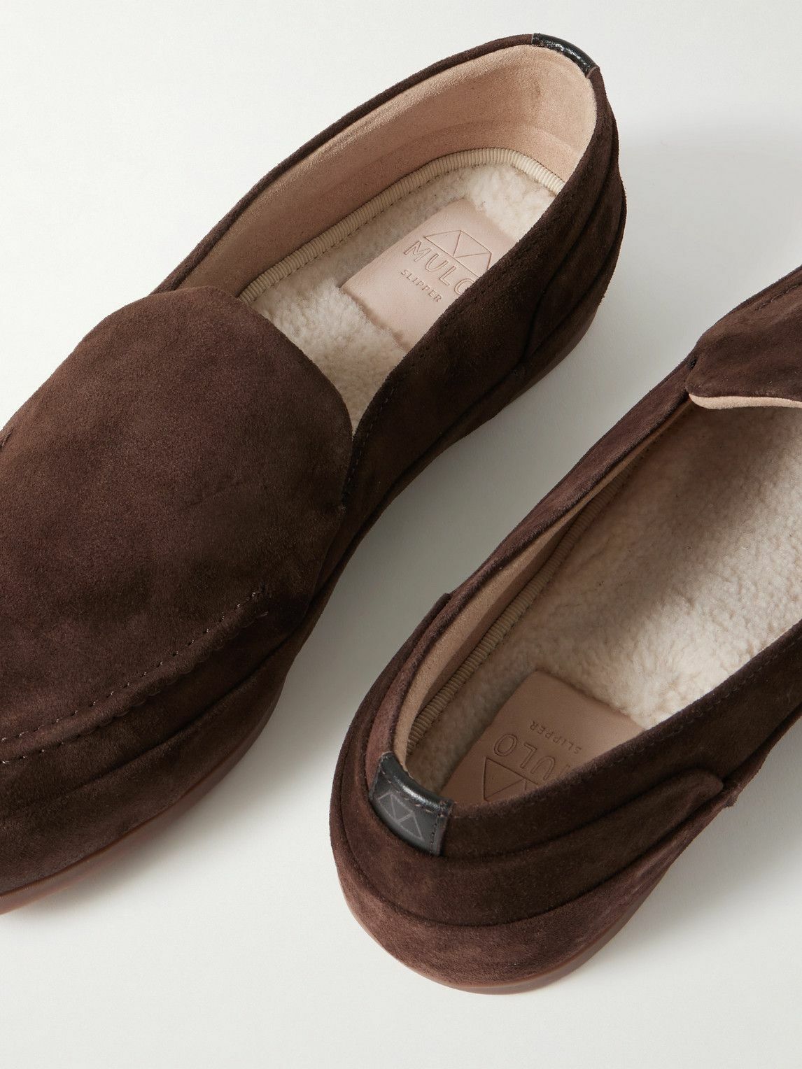 Mulo - Fleece-Lined Suede Loafers - Brown