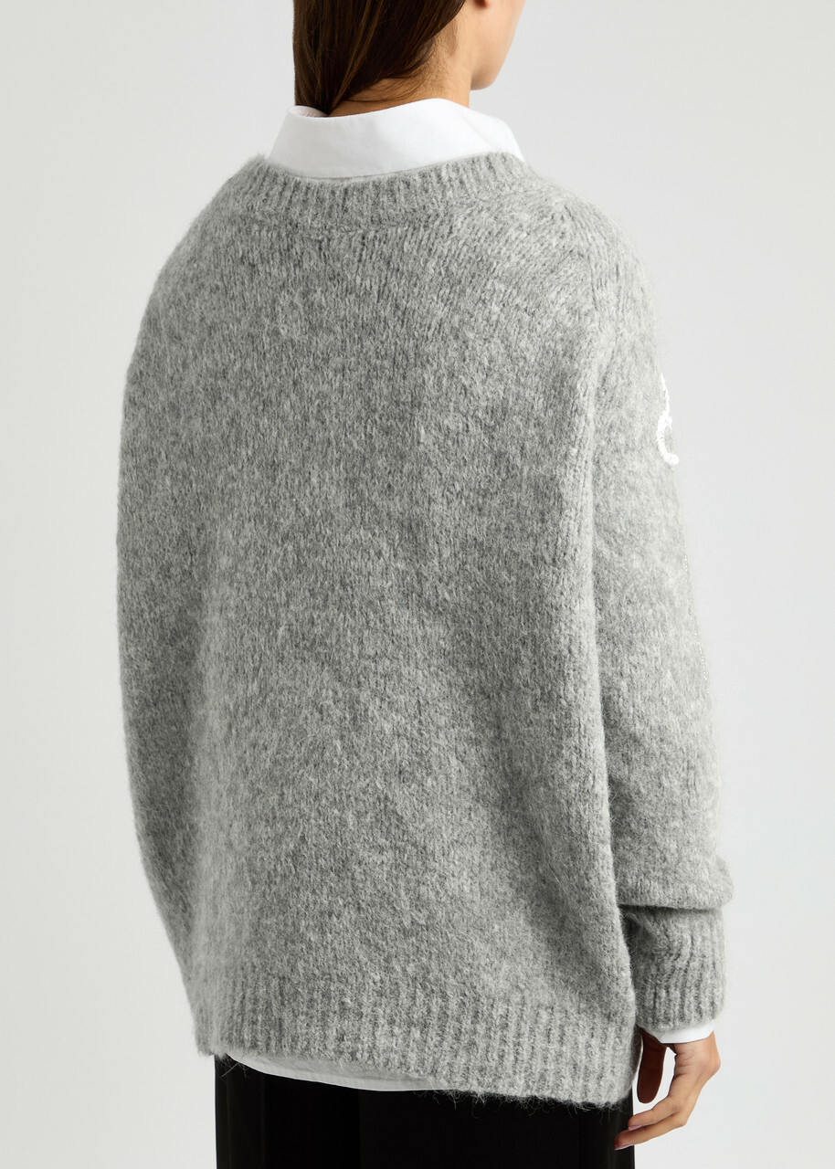 Bernadette Orchidea Embellished Alpaca-blend Jumper Grey Light