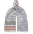 Begg & Co - Staffa Fringed Striped Cashmere and Silk-Blend Scarf - Blue