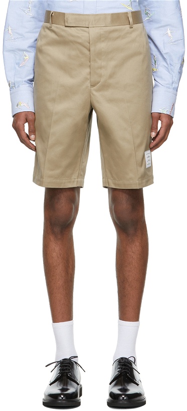 Photo: Thom Browne Beige Twill Unconstructed Chino Shorts
