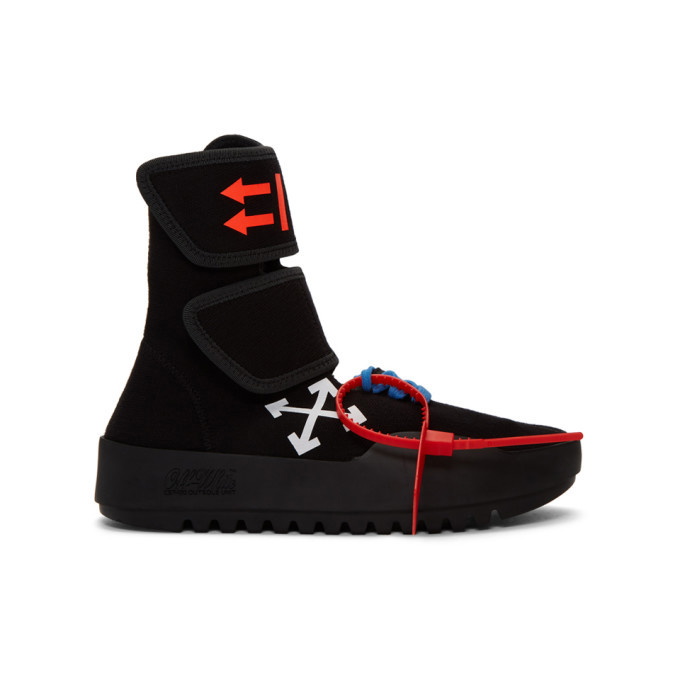 Photo: Off-White Black Moto Wrap High-Top Sneakers