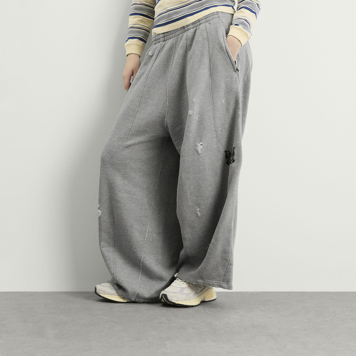 Needles Women's Deconstructed H.D. Sweat Pants in Heather Grey