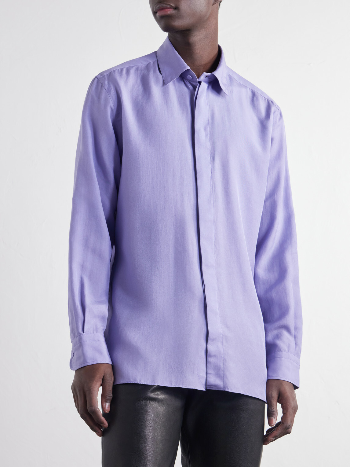 TOM FORD - Cotton and Silk-Blend Twill Shirt - Purple