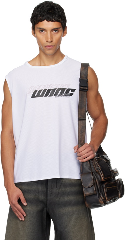 Photo: Alexander Wang White Graphic Logo Muscle Tank Top