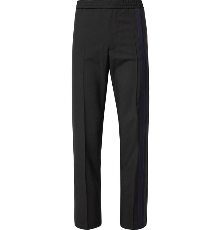 Photo: Valentino - Striped Wool and Mohair-Blend Drawstring Trousers - Men - Black