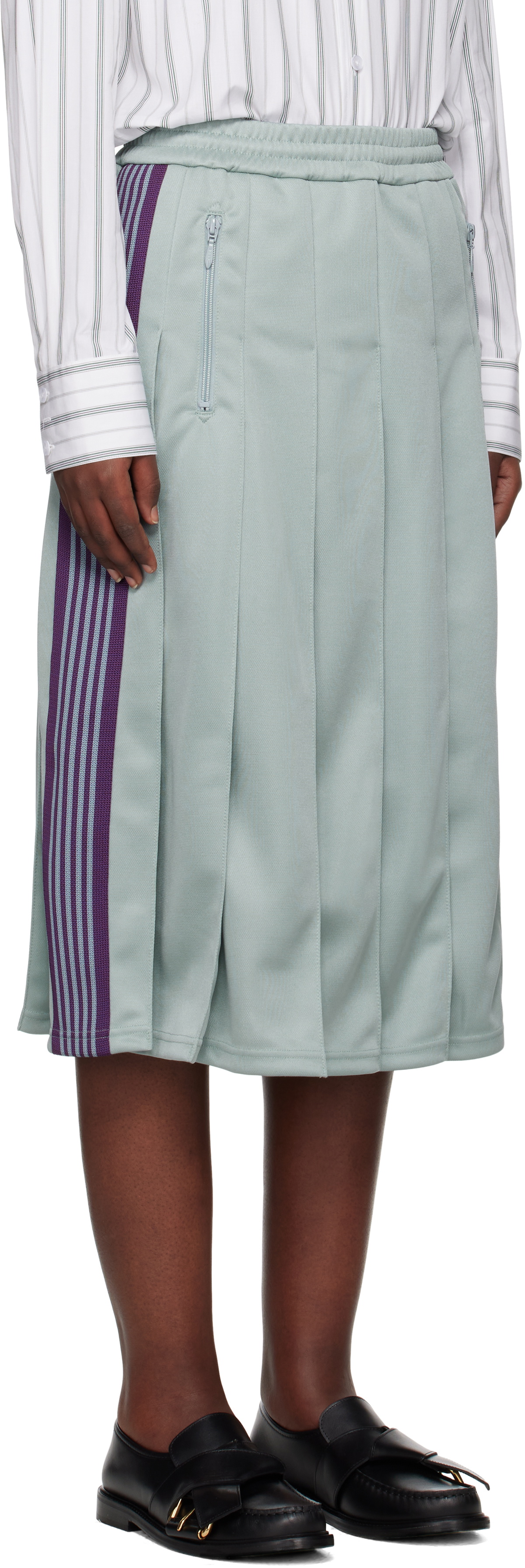 NEEDLES Blue Pleated Track Midi Skirt