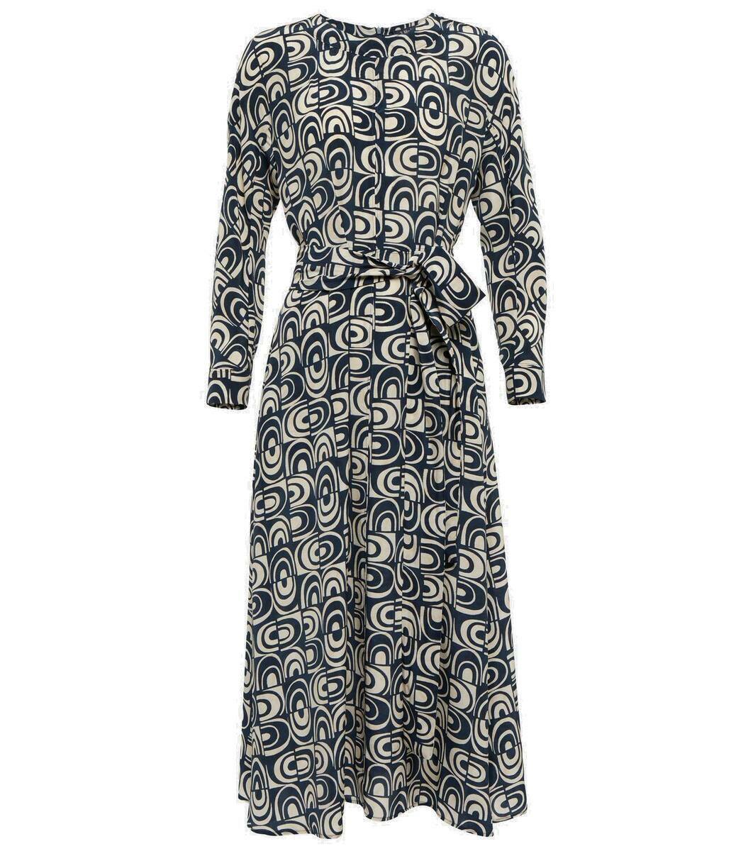 Lucia printed cotton midi dress in blue - S Max Mara