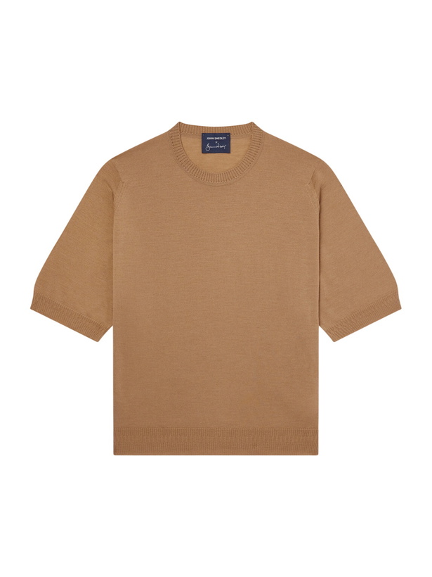 Photo: John Smedley - Bill Nighy Knitted Merino Wool T-Shirt - Neutrals