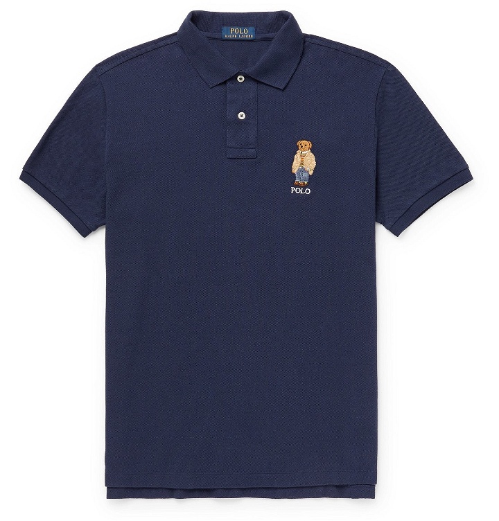 Photo: POLO RALPH LAUREN - Slim-Fit Logo-Embroidered Cotton-Piqué Polo Shirt - Blue