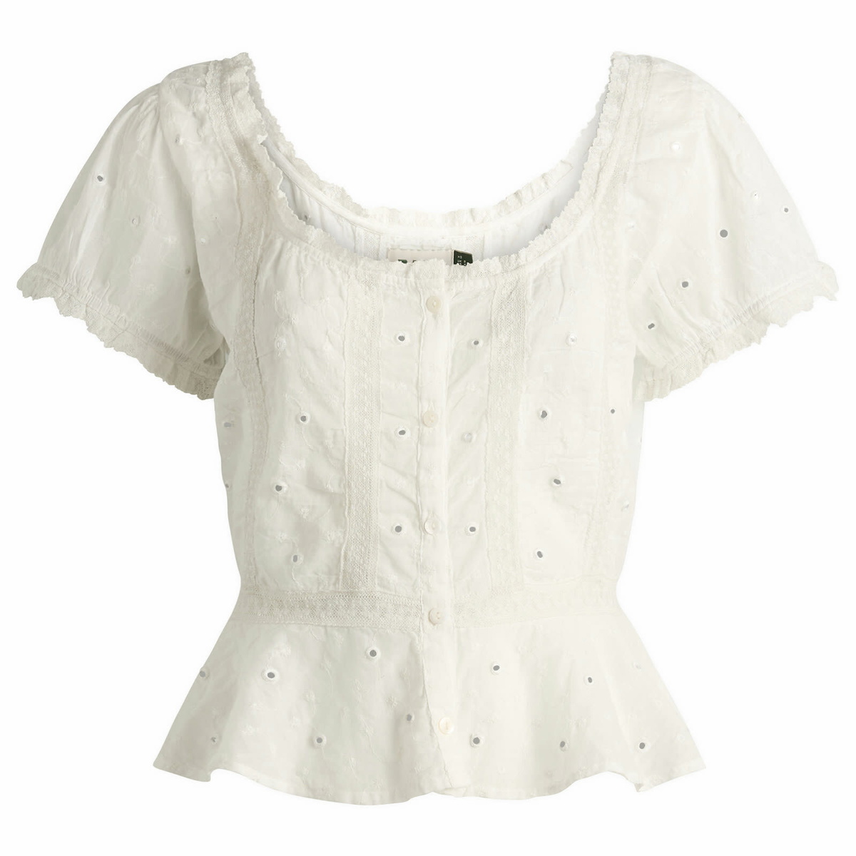 RIXO Women's Sandi Top in Mirror Embellishment Ivory