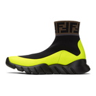 Fendi Black Tech Knit Forever Fendi High-Top Sneakers