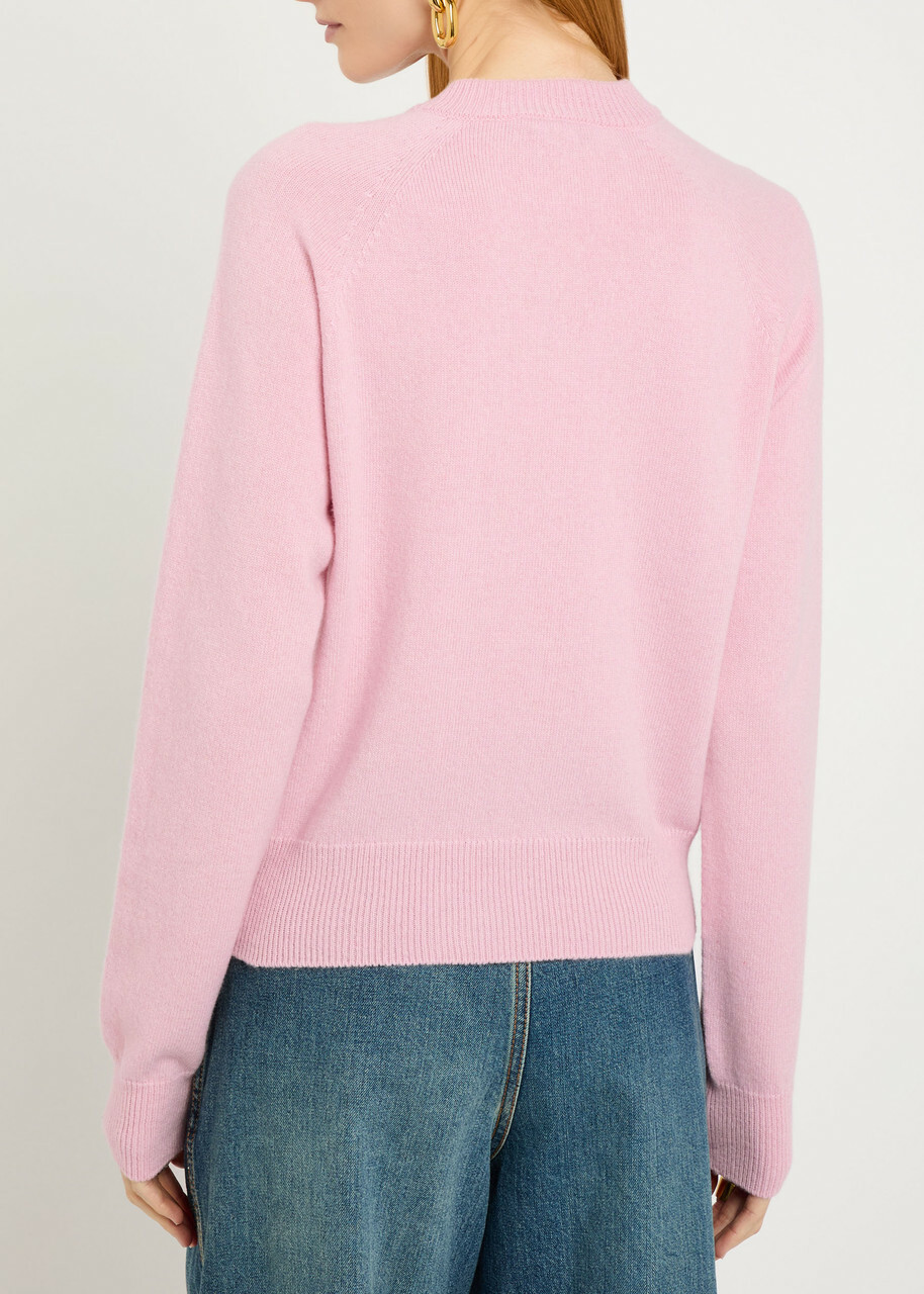 Balmain Embellished Wool and Cashmere-blend Jumper Rose