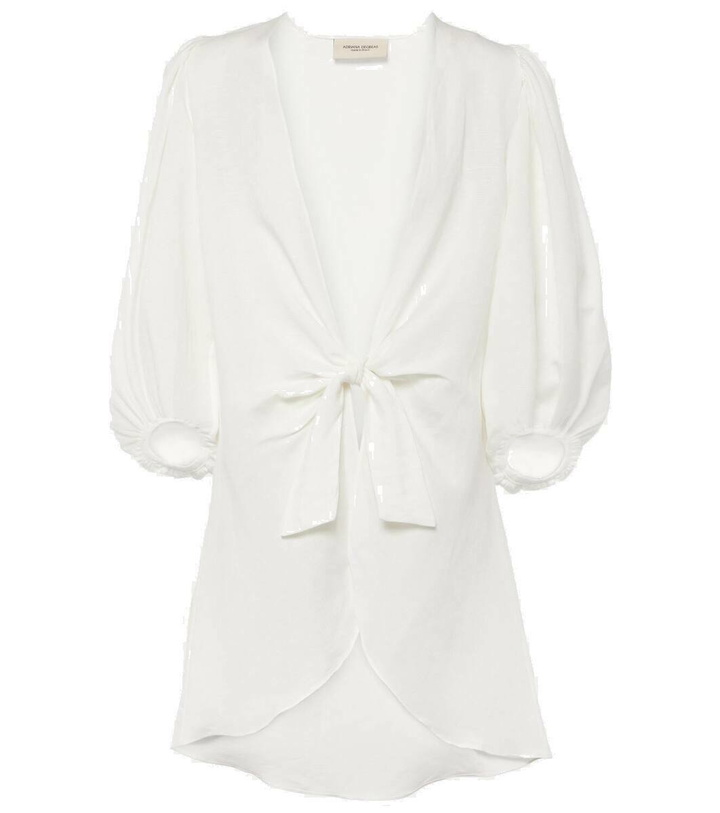 Photo: Adriana Degreas Puff-sleeve linen-blend blouse