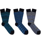 Missoni - Three-Pack Crochet-Knit Cotton-Blend Socks - Blue