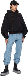 Mugler Black Cropped Hoodie