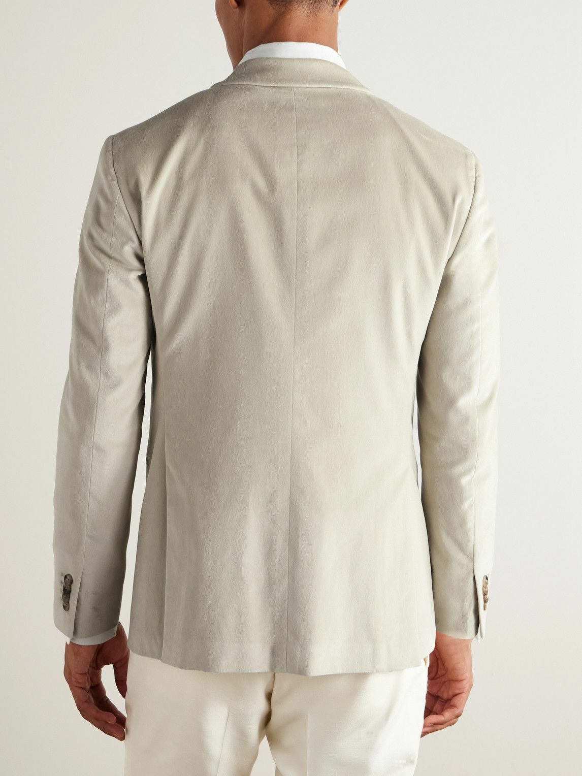 Boglioli - Slim-Fit Shawl-Collar Cotton-Blend Velvet Tuxedo Jacket - Neutrals