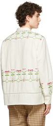 Bode White Embroidered Nouveau Fleur Shirt