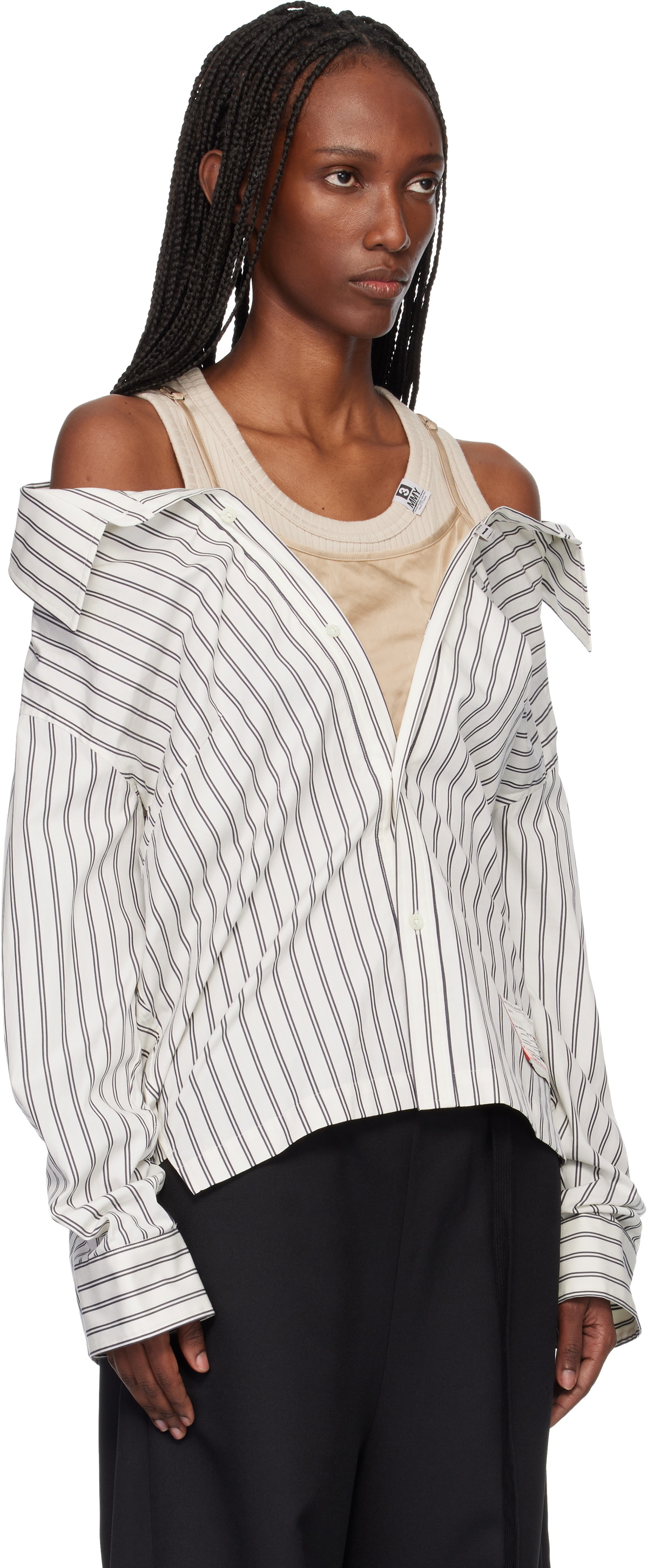 Maison MIHARA YASUHIRO Off-White & Beige Triple Layered Stripe Shirt