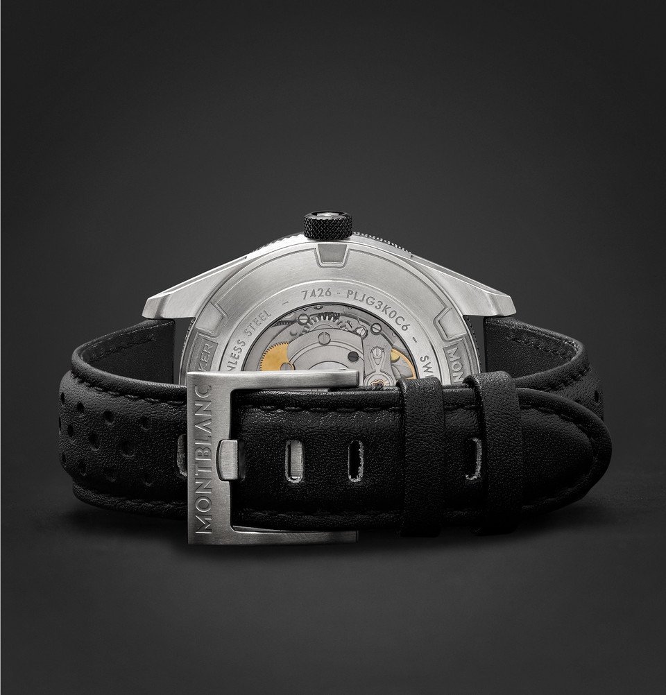 Montblanc - TimeWalker Date Automatic 41mm Stainless Steel, Ceramic and Leather Watch - Men - Gray