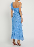 Rixo Ester Devoré Silk-blend Maxi Dress Blue