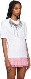 Pushbutton White Necklace T-Shirt