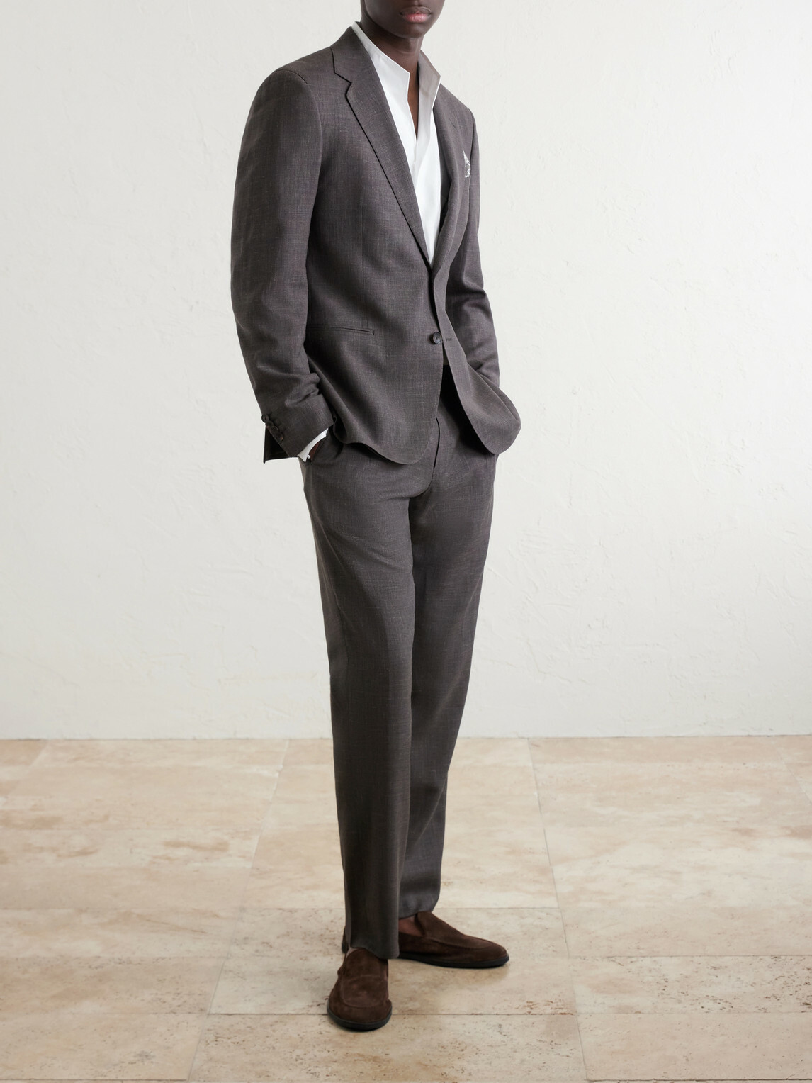 Mr P. - Wool, Silk and Linen-Blend Suit Jacket - Brown