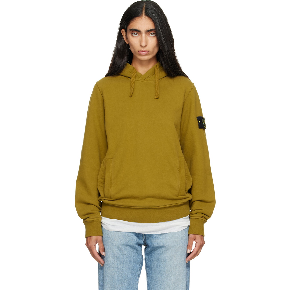 Stone Island Khaki 6100048 Brushed Organic Cotton Fleece Hoodie