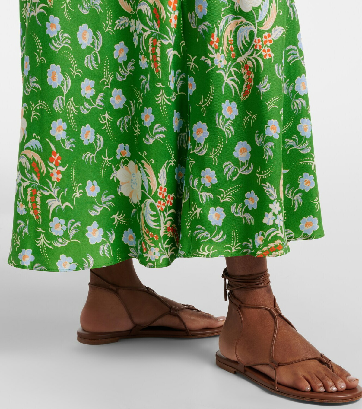 Dôen Valerine floral silk satin maxi dress