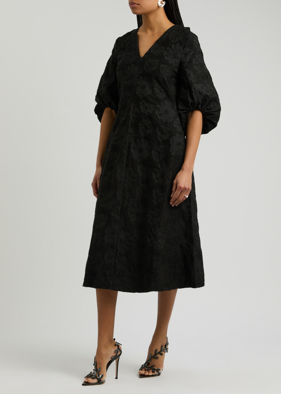 Stine Goya Floral-jacquard Terry Midi Dress Black Stine Goya
