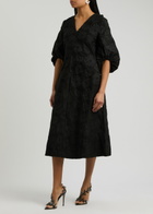 Stine Goya Floral-jacquard Terry Midi Dress Black