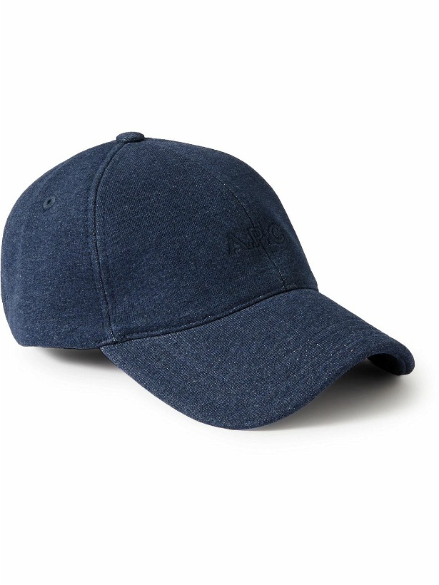 Photo: A.P.C. - Charlie Logo-Embroidered Cotton-Jersey Baseball Cap - Blue