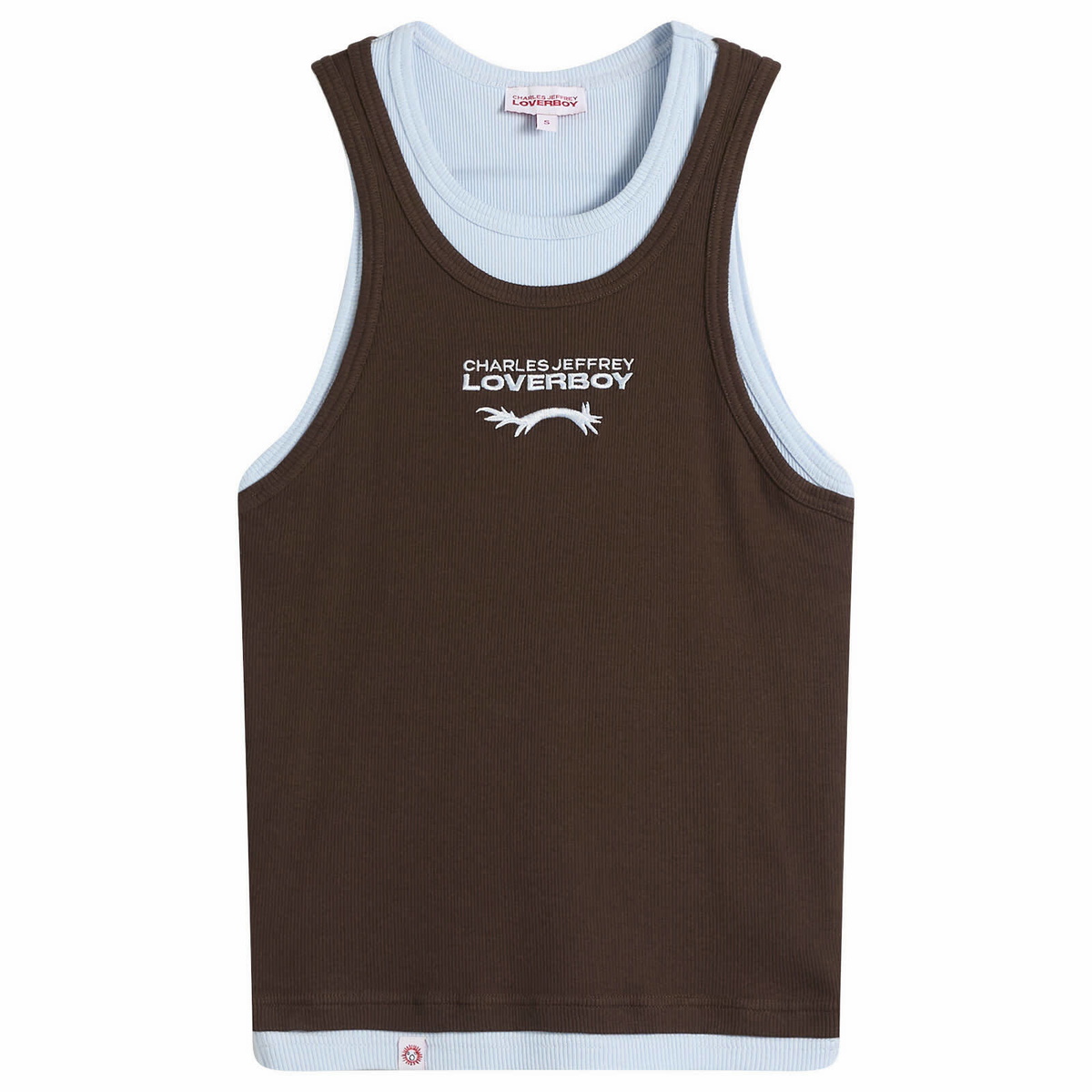 Charles Jeffrey Loverboy Women's Double Logo Tank Top in Brown/Light Blue
