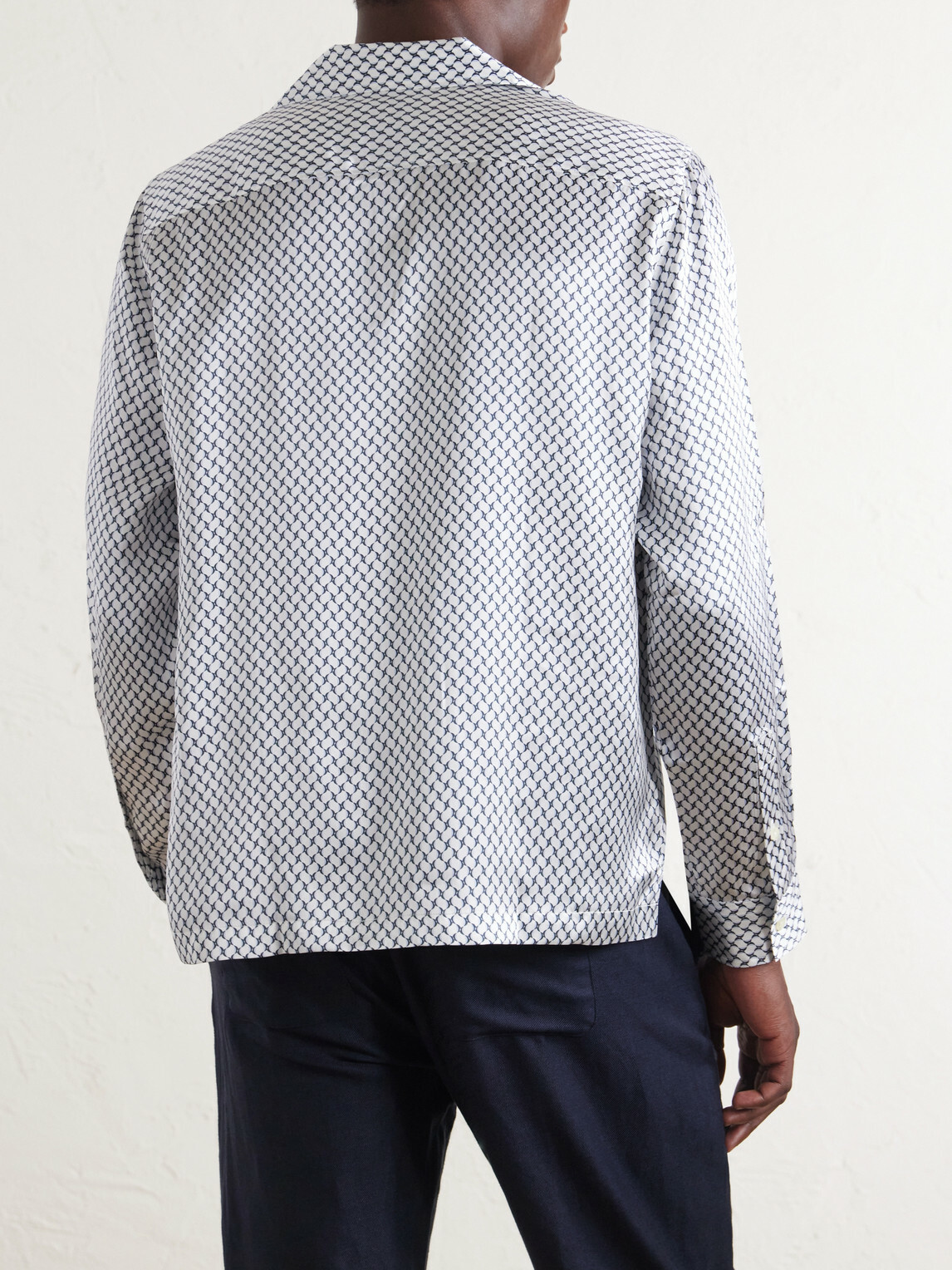 Frescobol Carioca - Safra Camp-Collar Printed Silk-Satin Shirt - Blue
