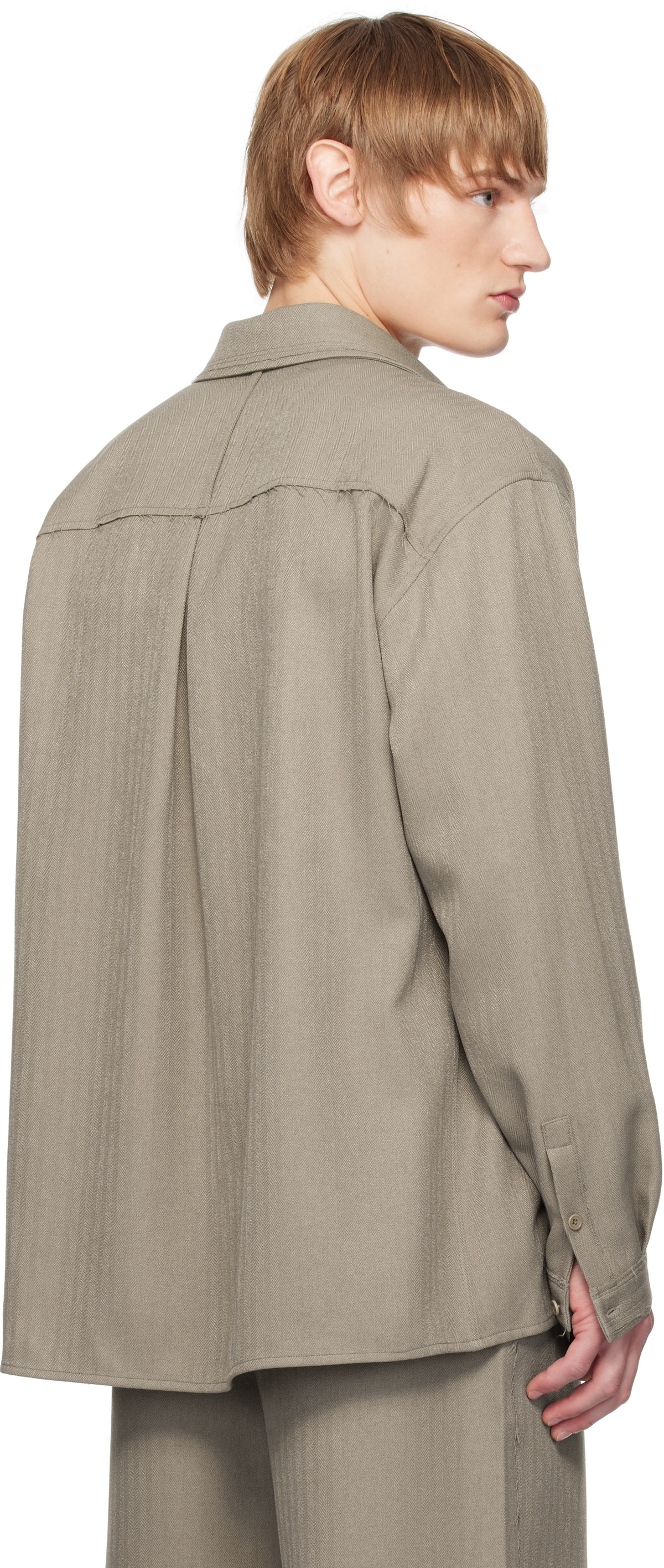Youth Beige Cut-Off Loosed Shirt