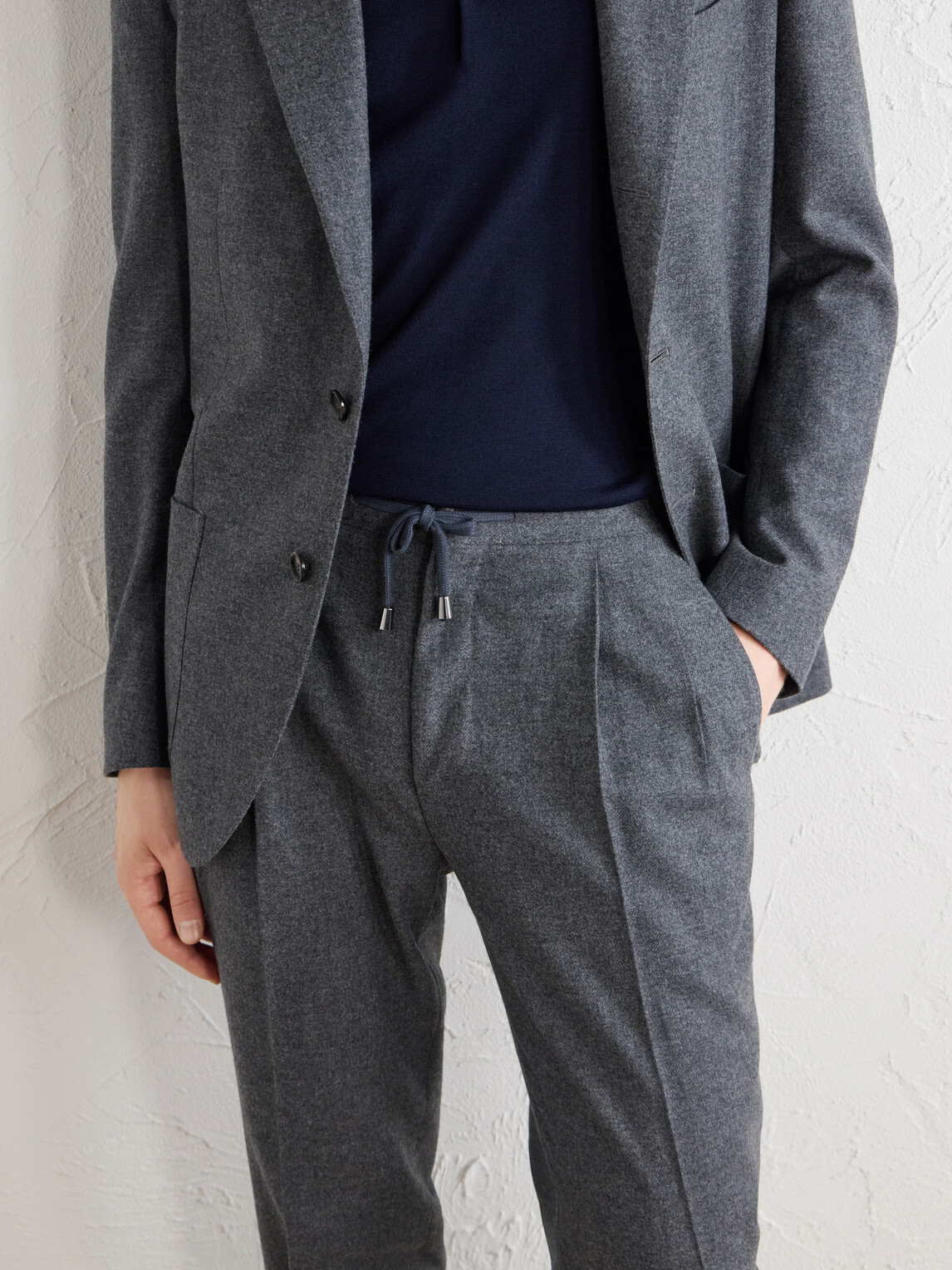De Petrillo - Straight-Leg Wool and Cashmere-Blend Drawstring Suit Trousers - Gray