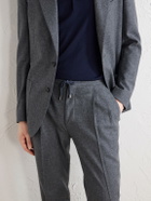 De Petrillo - Straight-Leg Wool and Cashmere-Blend Drawstring Suit Trousers - Gray