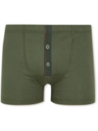 Hemen Biarritz - Albar Ribbed Stretch Organic Cotton Boxer Briefs - Green