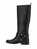 TwinSet Black Buckle Boots In Leather Woman