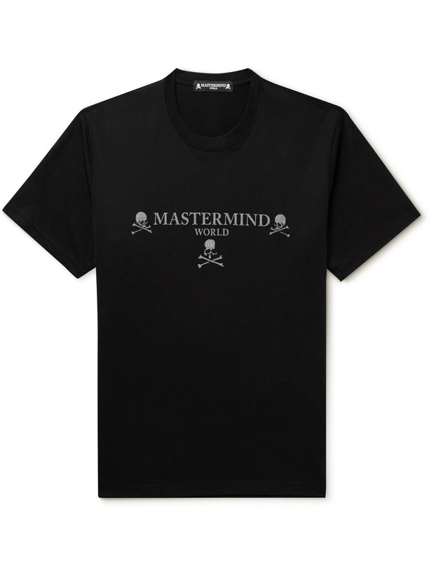 Photo: Mastermind World - Glittered Logo-Print Cotton-Jersey T-Shirt - Black