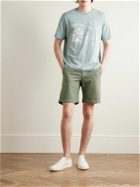 Hartford - Byron Slim-Fit Straight-Leg Garment-Dyed Cotton and Linen-Blend Shorts - Green