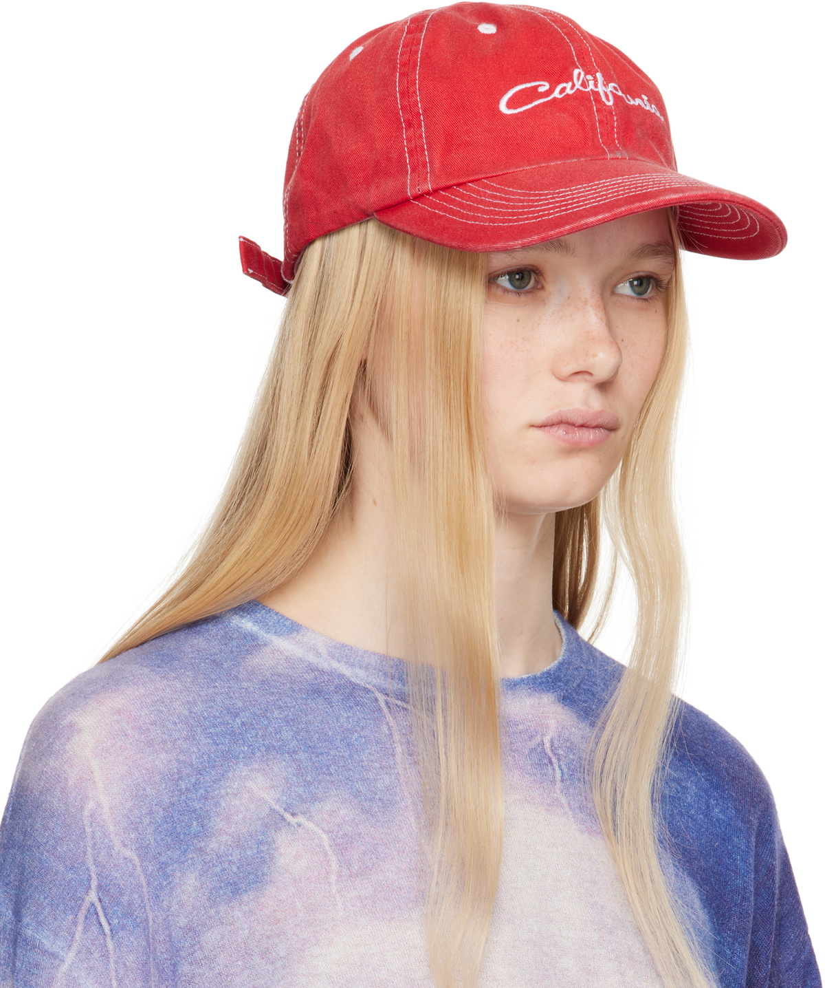 ERL Red 'California' Embroidered Cap ERL