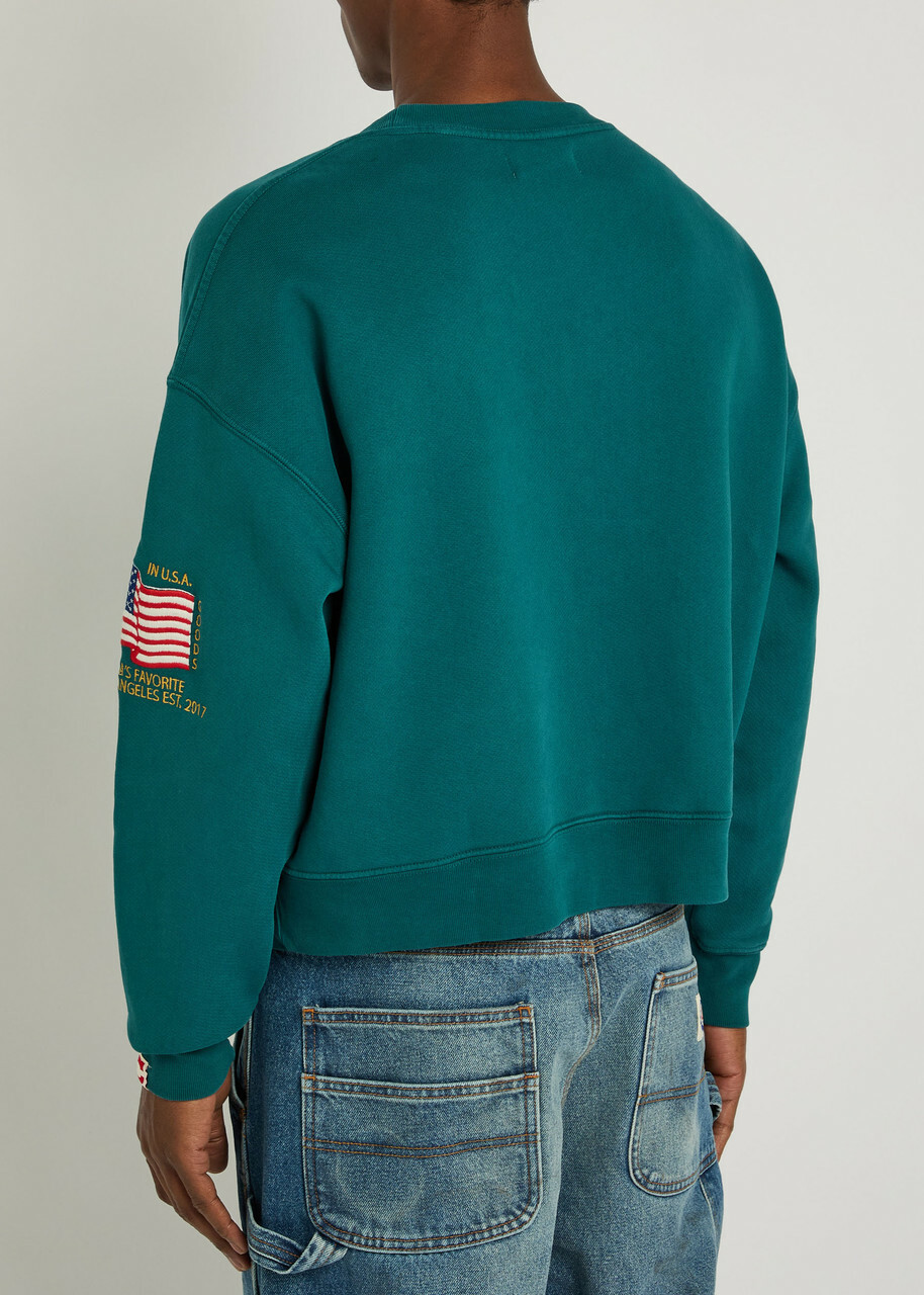 Cherry Los Angeles America's Favourite Crew-neck Cotton Sweatshirt Teal