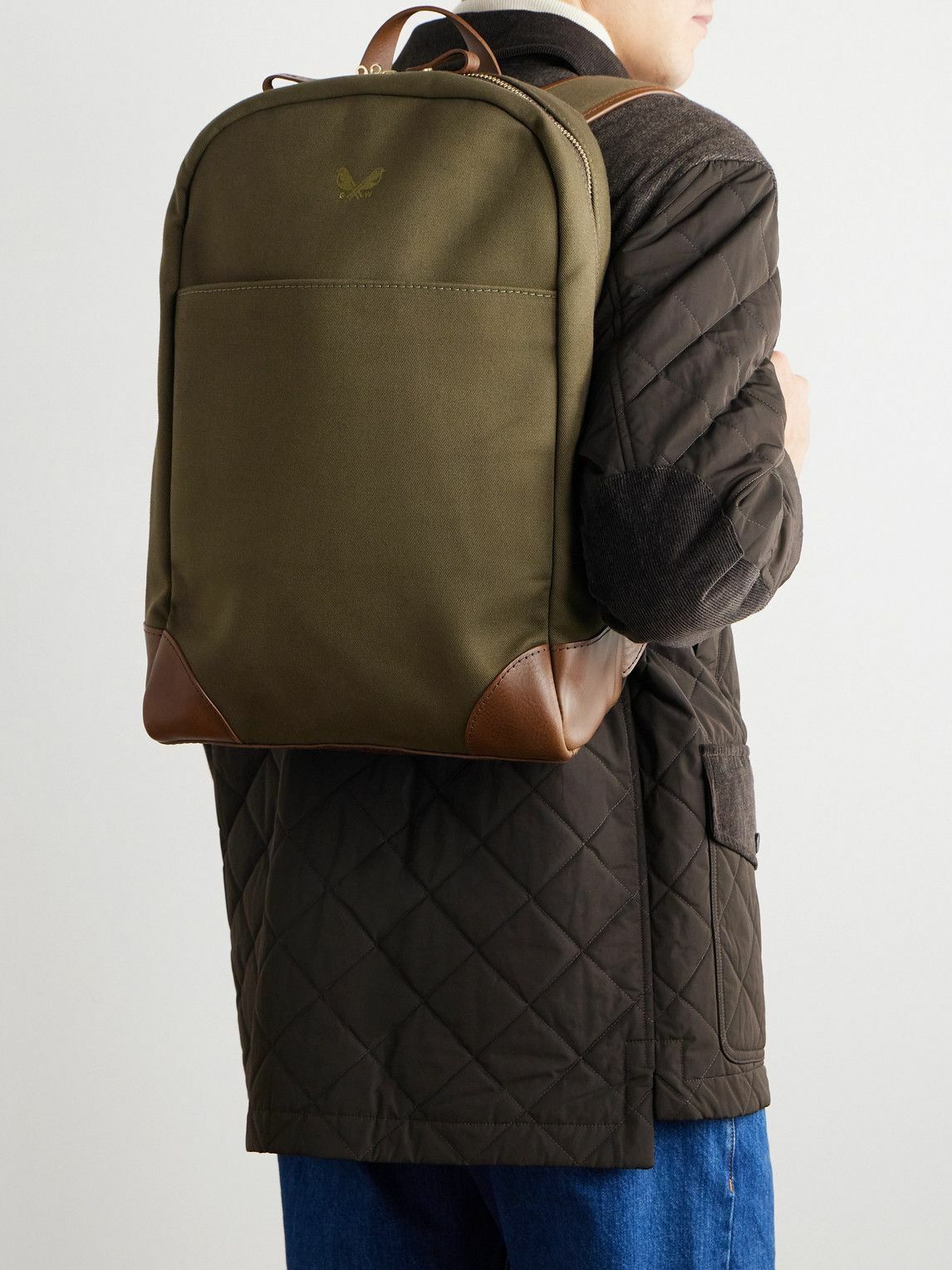 Bennett Winch - Logo-Embroidered Leather-Trimmed Cotton-Canvas Backpack
