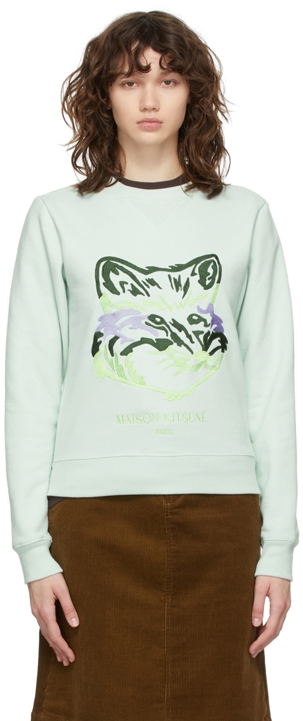 Maison Kitsuné Green Big Fox Embroidery Sweatshirt