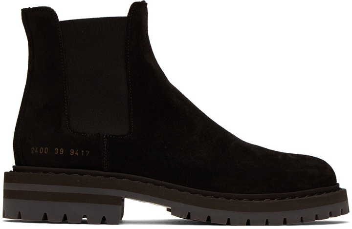 Photo: Common Projects Brown Stamped Chelsea Boots