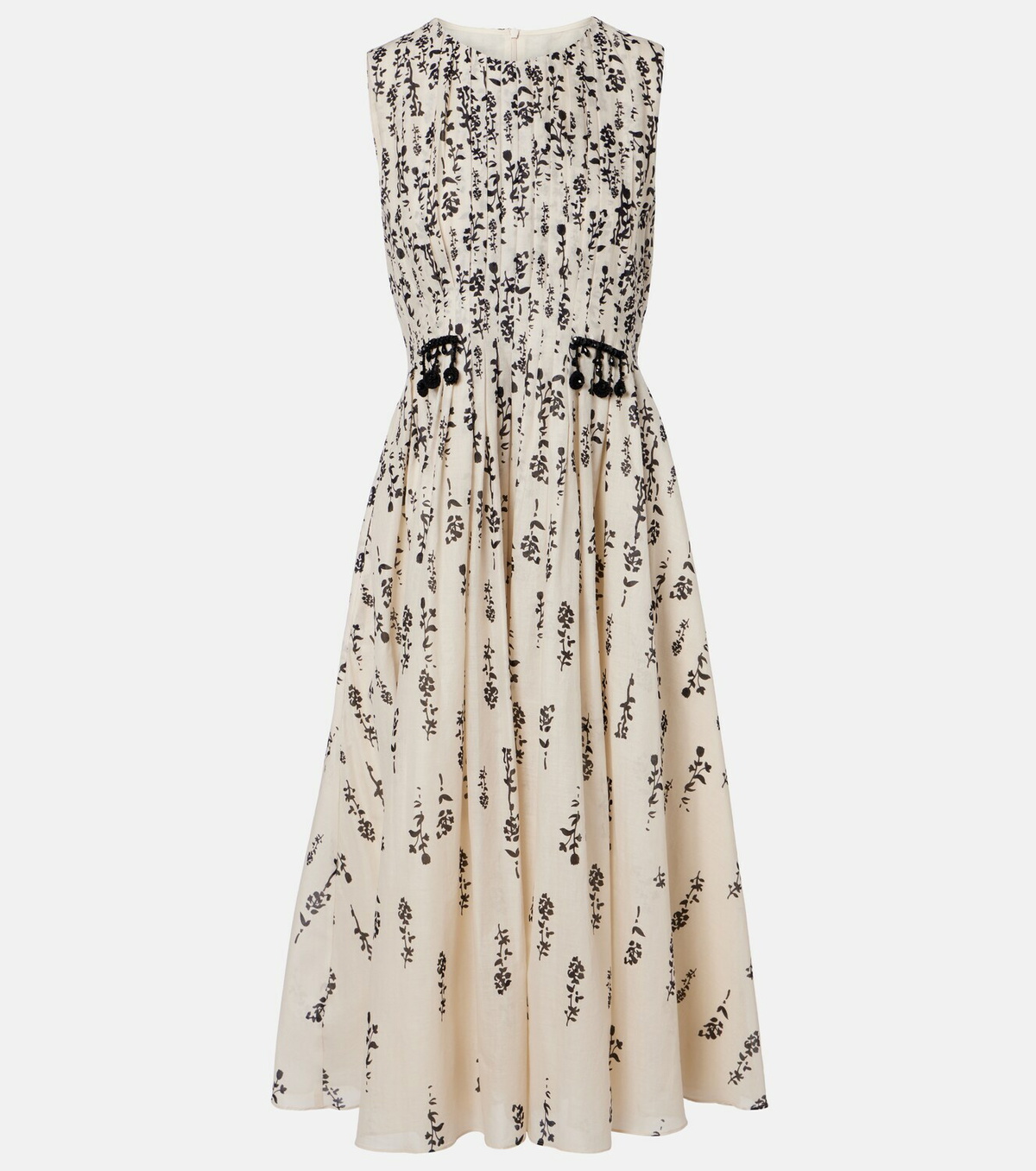 'S Max Mara Embellished floral cotton voile midi dress